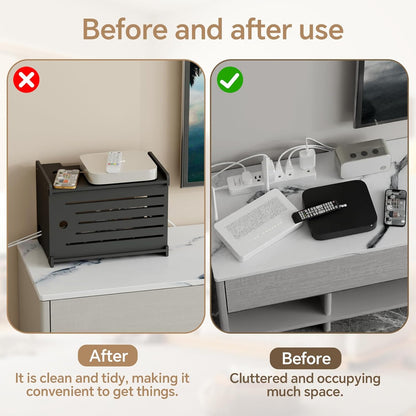 Wooden WiFi Router Storage Box Hider Shelf, Decorative Projector Box Hider Rack Countertop, for Cable, Modem, Internet, Router Power Cover Storage Organizer Cabinet Wall Mounted, Solid Wood