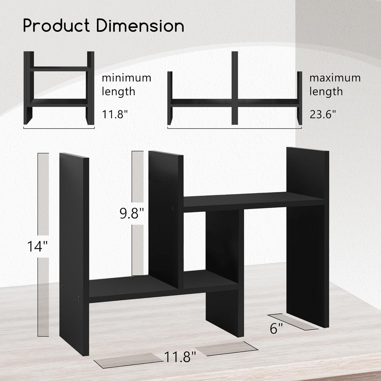 Jerry & Maggie Desktop Organizer Office Storage Rack Adjustable Wood Display Shelf Free Style Double H, Multi-Functional Mini Bookshelf for Desk Natural Stand (Natural Wood Tone)