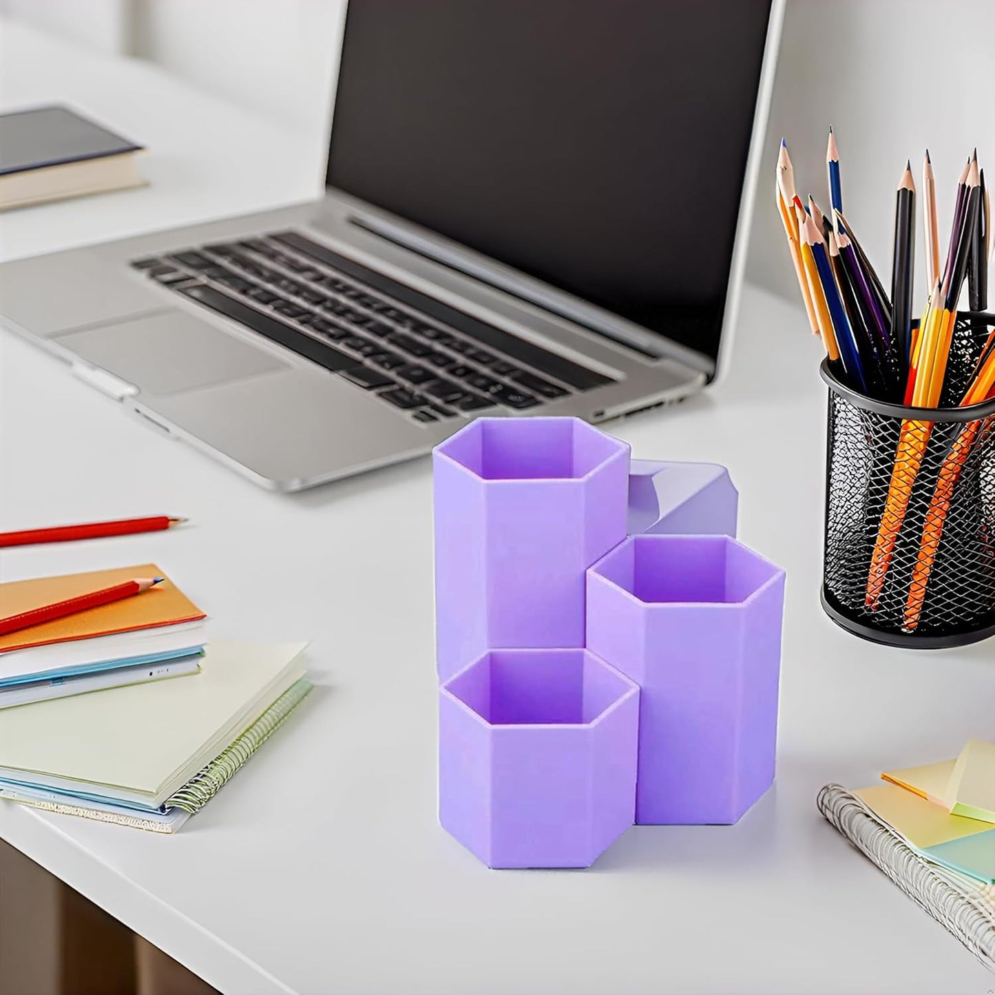 Pencil Organizer Pen Holder for Desk Pens Cup Small Desk Organizer Cute Pen Holder for Office,School and Home (White, 3)