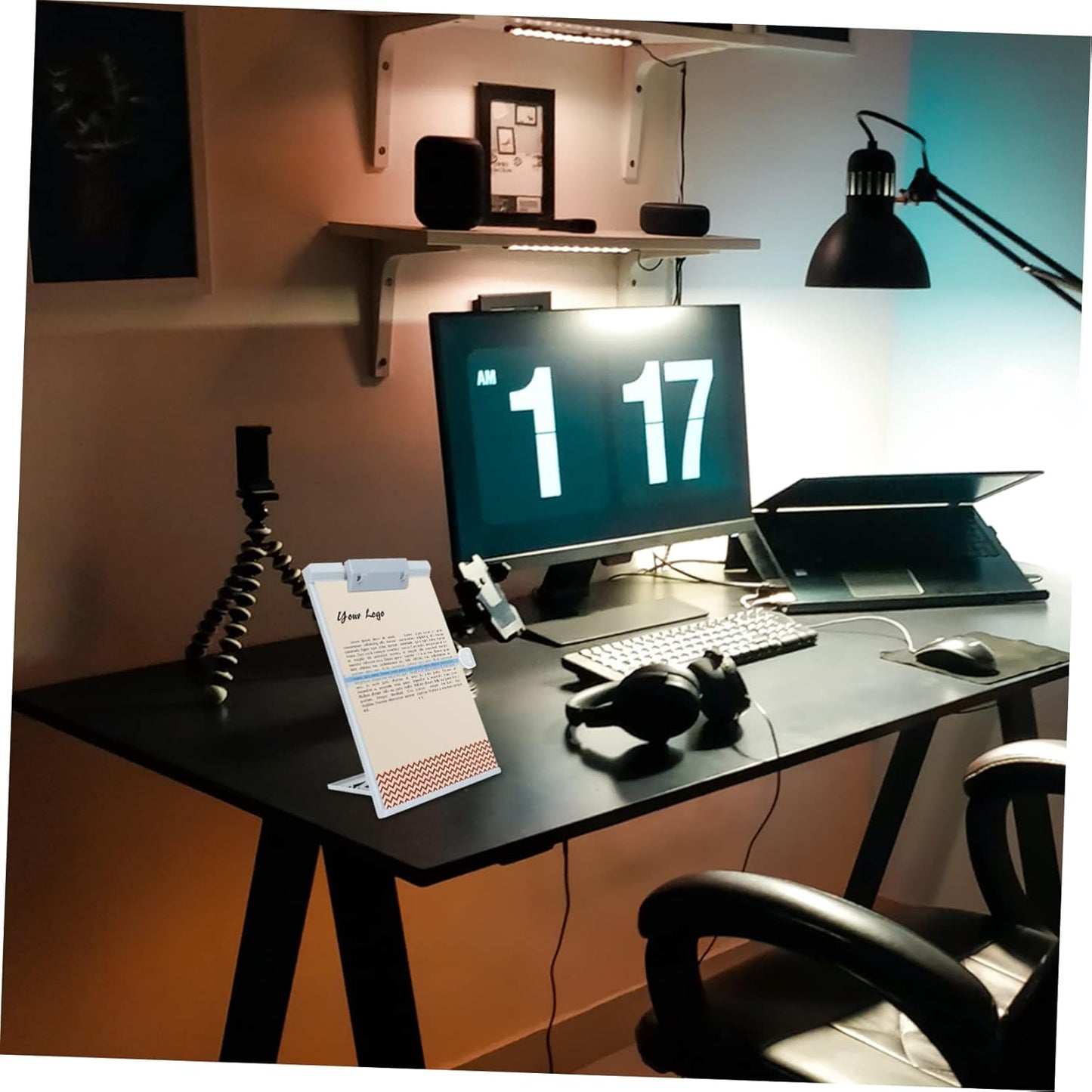 Adjustable Document Holder Stand for Reading and Typing Lightweight Paper Holder with Ruler for Books Magazines and Documents Portable Design for Home School and Office Use