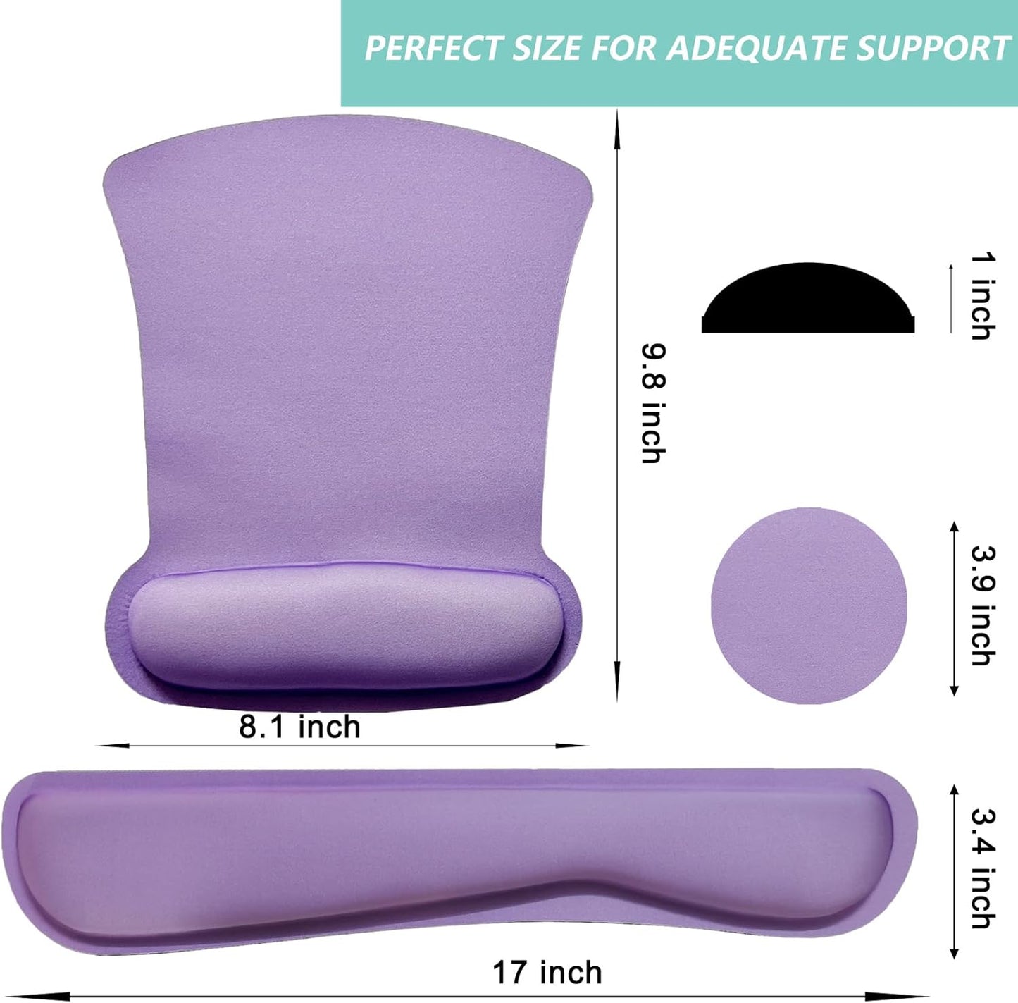 Keyboard Wrist Rest Pad Mouse Pad with Wrist Support Set of 3, Gaming Mousepad with Non-Slip Rubber Base, Ergonomic Memory Foam Mouse Cushion Support for Home Office Laptop Computer, Navy Blue