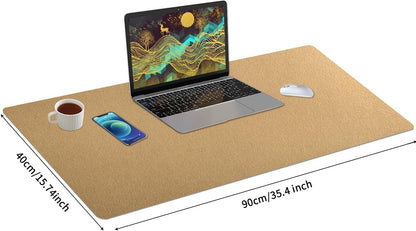 Bloss Leather Desk Pad and Keyboard Wrist Rest, Large Mouse Pad + Keyboard Pad+Mouse Wrist Support, Non-Slip Desk Mat Protector for Office, Home(31.5×15.7 Inches,Beige)