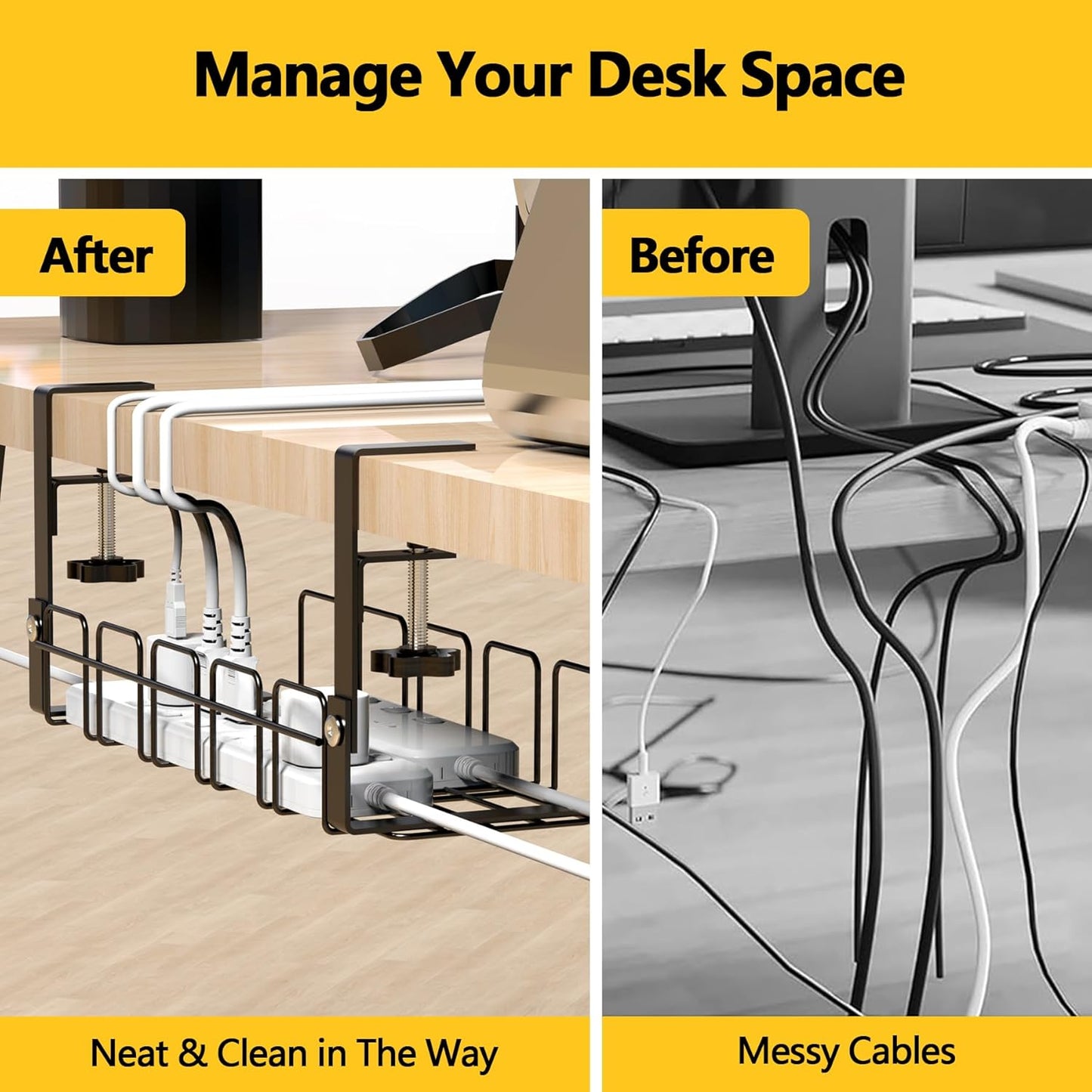 Cable Management Box,Wooden Style Large Cable Organizer Box for Office and Home,Cable Organizer Box with Proof Lock for Baby-Pets,Wood Lid（White,1 Pack