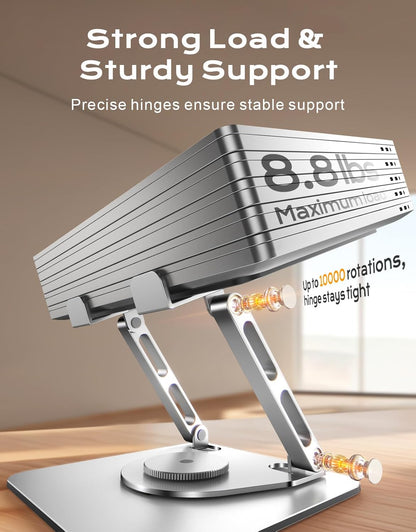 RIWUCT 360° Rotatable Laptop Stand for Desk Adjustable Height, Ergonomic Laptop Riser Holder with Dual-bar Support, Portable Computer Notebook Stand for MacBook Air Pro, Dell XPS, HP (10-16")