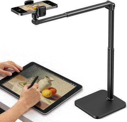InnoGear Overhead Phone Mount, Heavy Duty Aluminum Phone Stand Tabletop Cooking Tripod for Desk Flexible Cell Phone Holder for Live Streaming, Meeting, Cooking, Recording