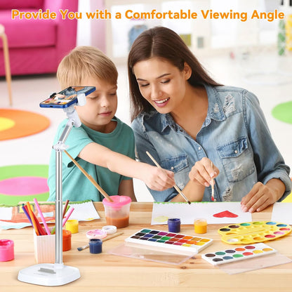 UTEBIT Adjustable Phone Stand for Desk, 11.8''-17.7''Height Adjustable Phone Holder for Desk Recording, Retractable Cell Phone Tablet Stand Holder for 5.5''-9.5''Screen iPhone 17 16 15 Pro Max Android