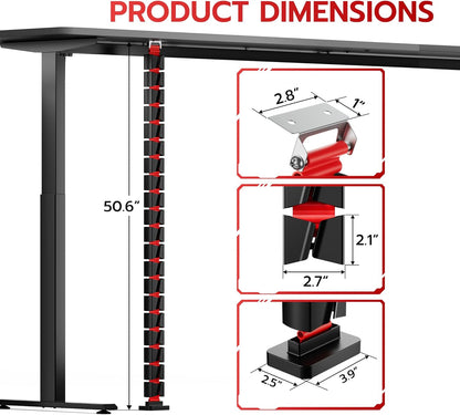 ARES WING Under Desk Cable Management Spine, Magnetic Vertebrae Cable Management for Standing Desk, Length Adjustable Cord Organizer with 20 Modular Vertebrae for Office and Gaming Desks, Red