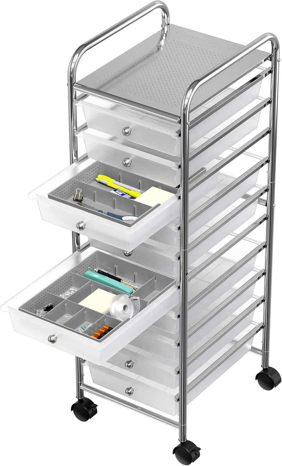 Simple Houseware Drawer Organizer Tray with 9 Adjustable Compartments, Clear