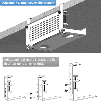 AEONS Under Desk Cable Management Tray Kit - Horizontal Adjustable up to 41” Removable C Clamp Mount Reversible Computer Cord Raceway and Modesty Panel for Large Table, Black
