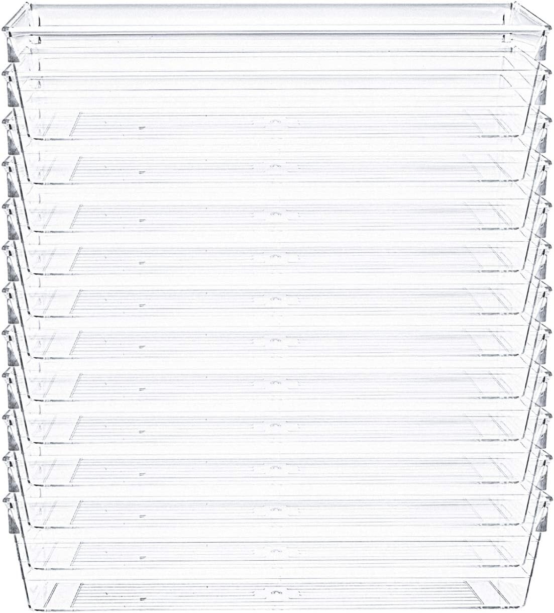 Kingrol 12 Pack Clear Drawer Organizers, 9 x 3 x 2 Inch Drawer Divider Storage Bins, Desk Storage Box Set for Kitchen Bedroom Bathroom Office Craft Supplies