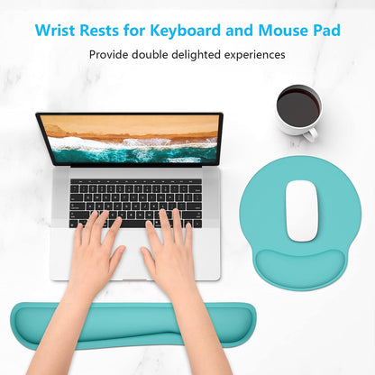 Dapesuom Keyboard Wrist Rest and Mouse Pad with Wrist Support, Cute Memory Foam Cushion for Keyboard and Mouse Set, Ergonomic Desktop Pad Rests with Non Slip Base for Easy Typing & Pain Relief, Pink