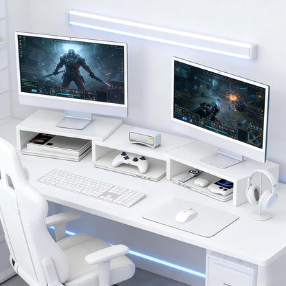 Desk Organizers and Accessories, Dual Monitor Stand Riser, Monitor Desk Shelf for Desktop Organization (Black)