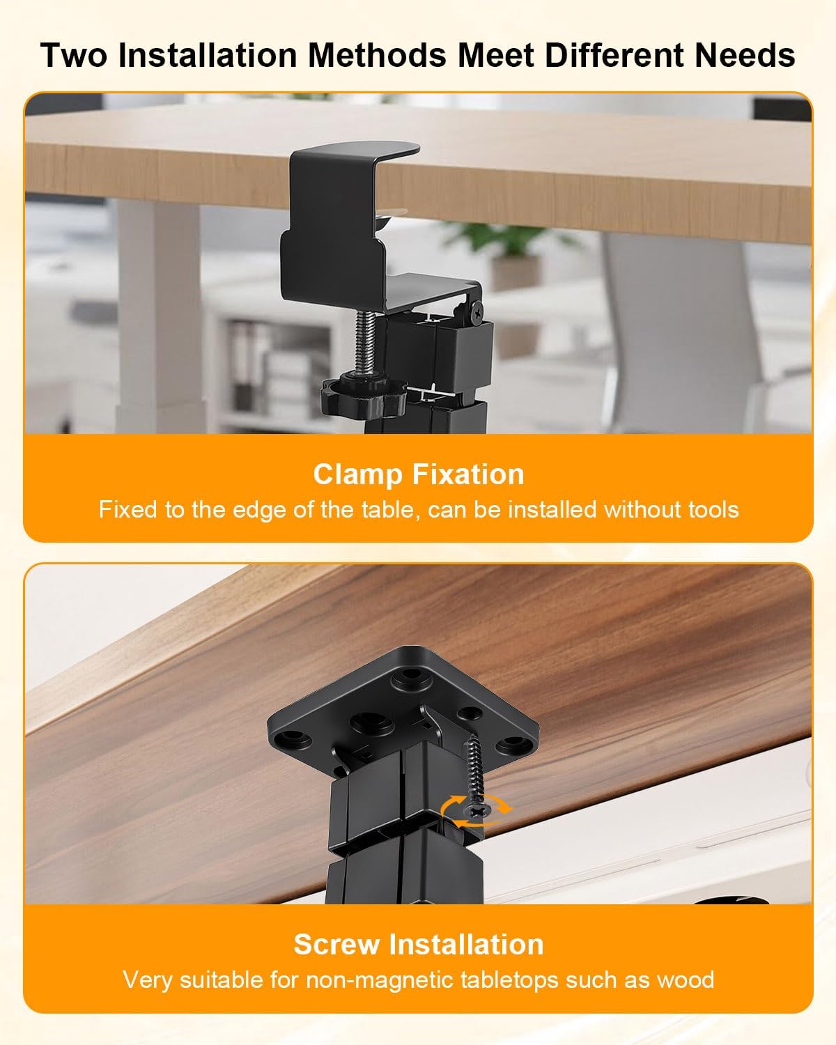No Drill Clamp-On Under Desk Cable Management Kit, Adjustable Vertebrae Cord Organizer, Flexible Under Desk Wire Management for Standing Desk, Black