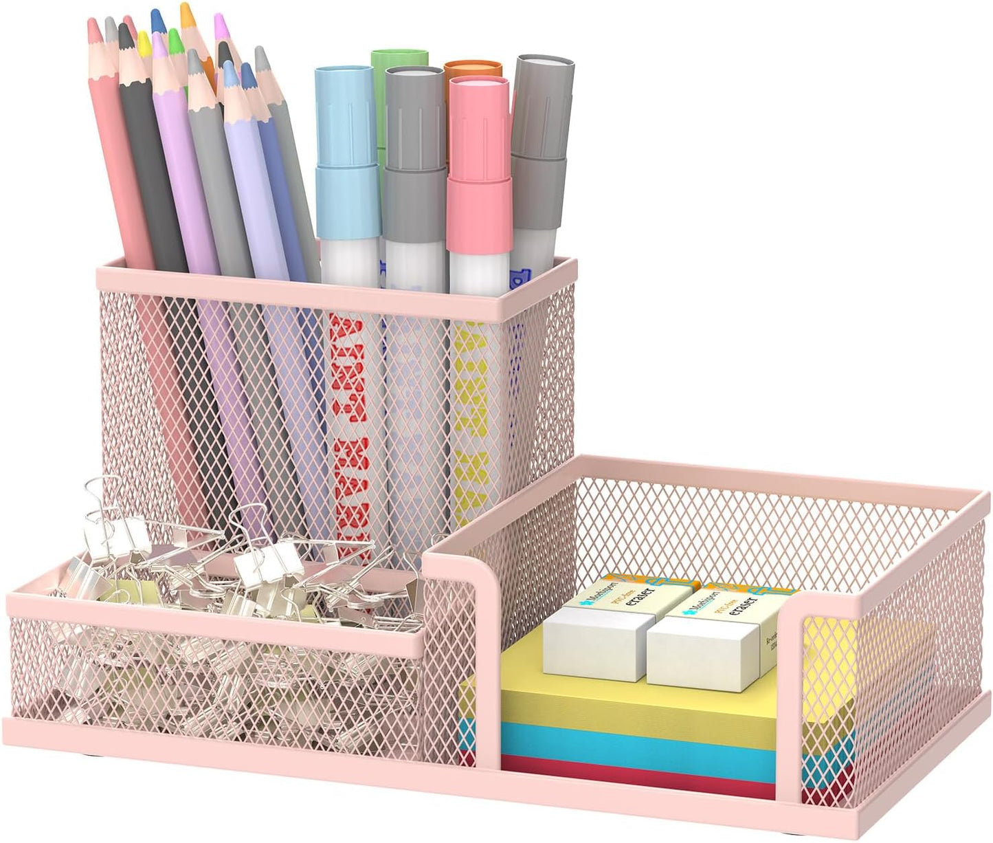 SUPEASY Pen Holder Desk Organizer, Office Supplies Pencil Holder with 3 Compartments, Desk Accessories and Workspace Organizers for Home School Classroom, Black