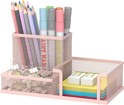 SUPEASY Pen Holder Desk Organizer, Office Supplies Pencil Holder with 3 Compartments, Desk Accessories and Workspace Organizers for Home School Classroom, Black