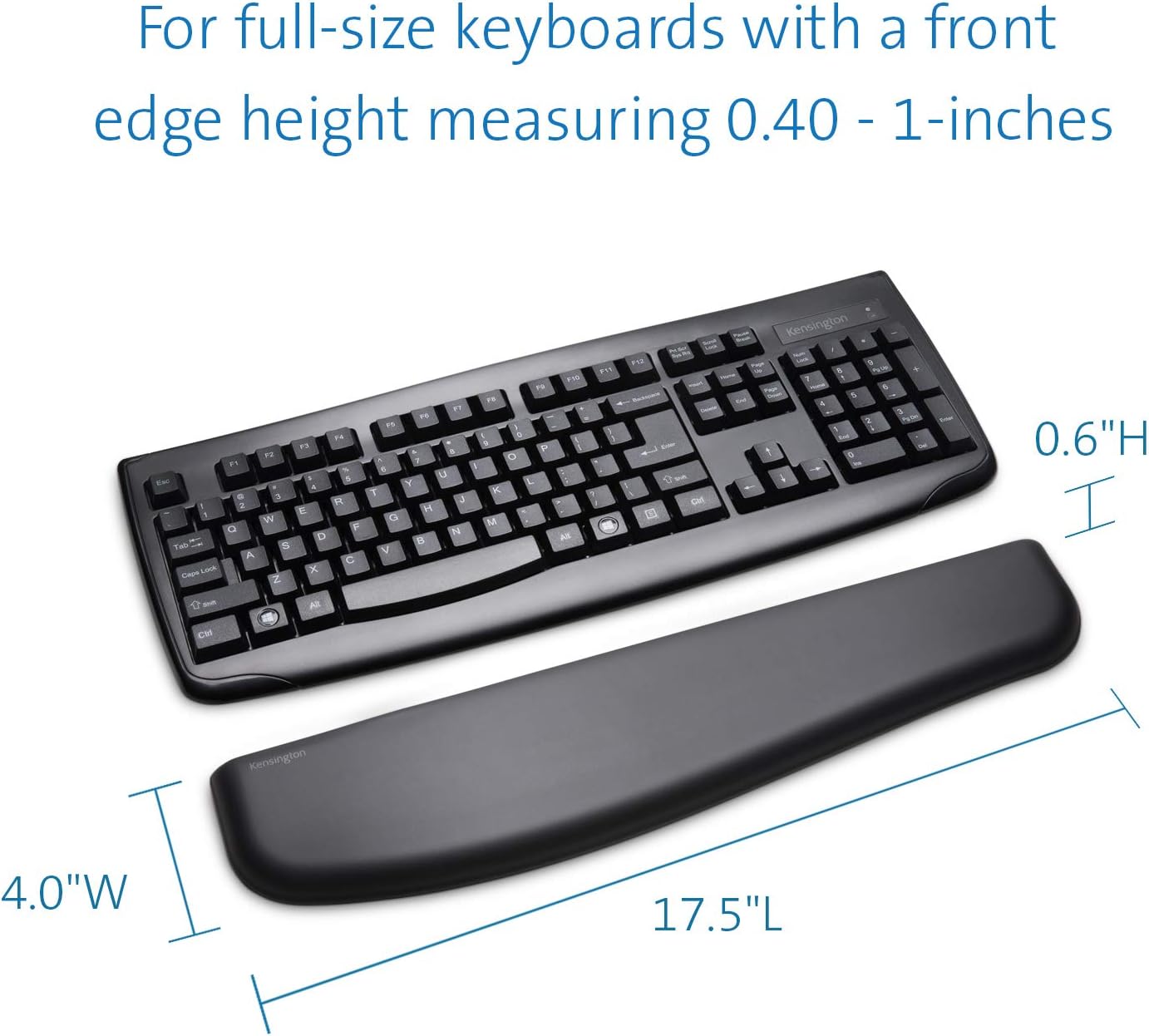 Kensington ErgoSoft Wrist Rest for Slim, Compact Keyboards, Black (K52801WW), 3.9 x 0.4 x 11.1 inches
