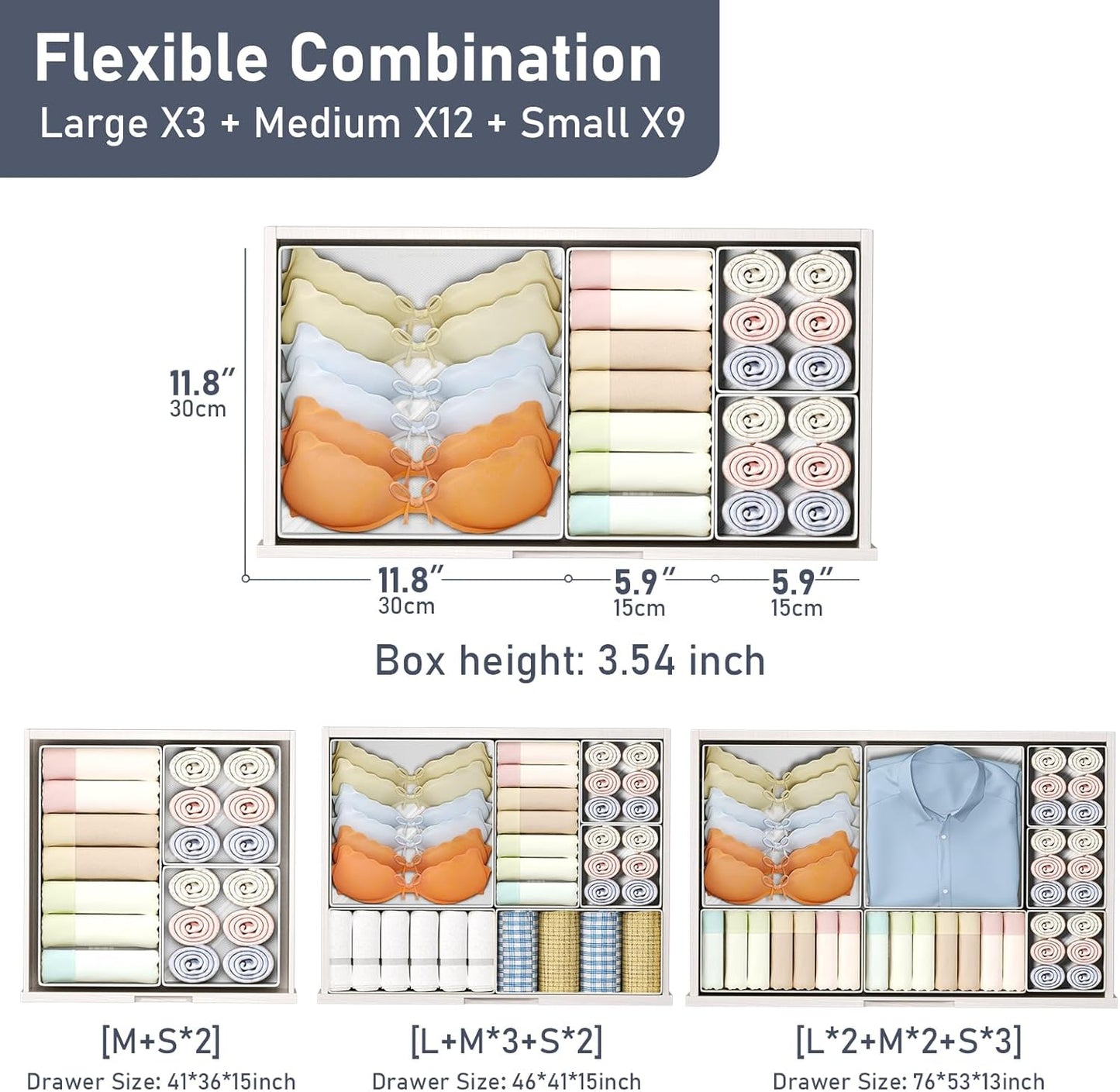 DIMJ Drawer Organizer Clothes - 20 Pack Closet Drawer Organizer Bins for Baby Clothes Storage, Fabric Dresser Organizer for Nursery Bedroom, Foldable Small Drawer Dividers for Underwear Socks