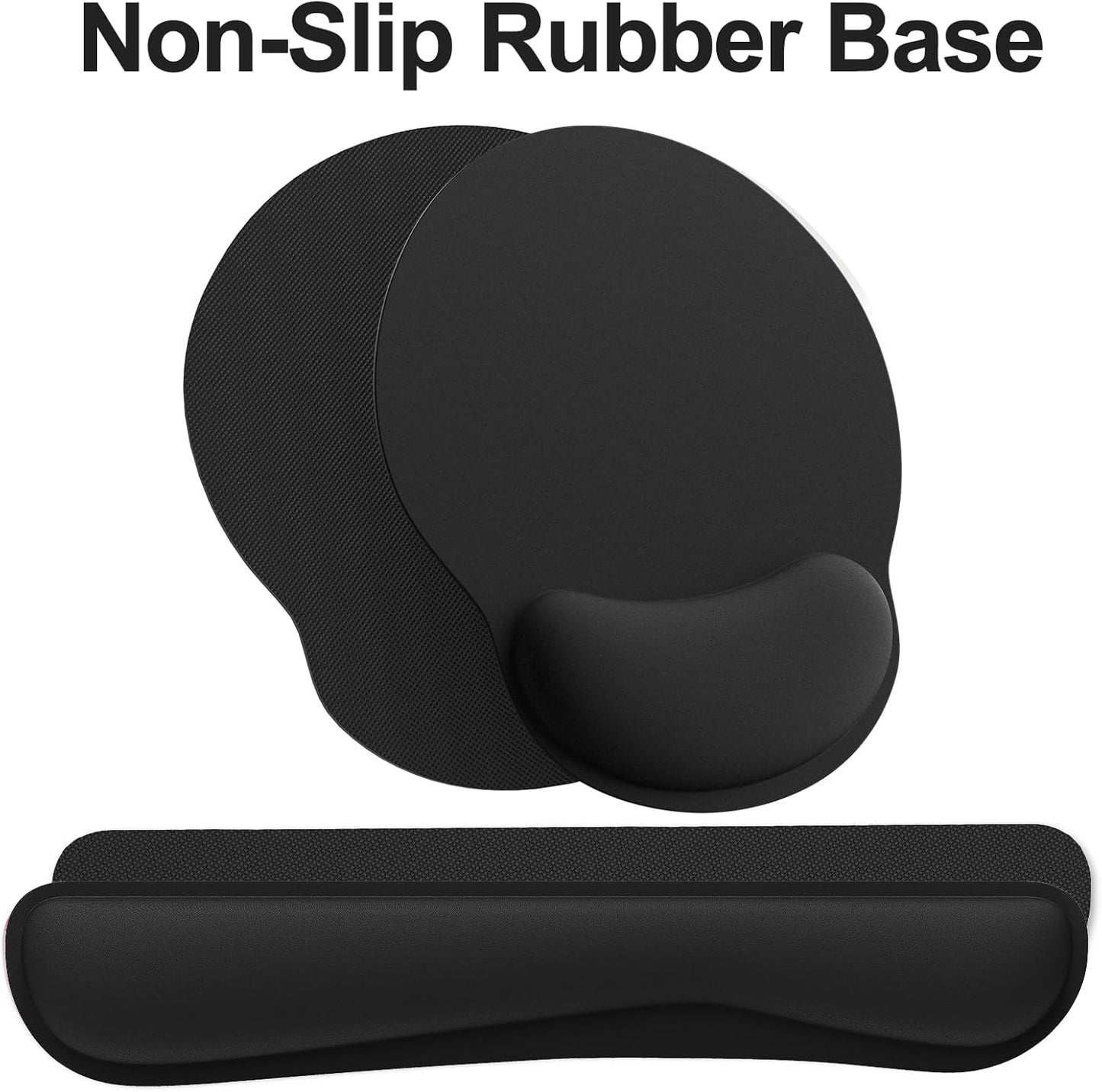 Ergonomic Mouse Pad with Wrist Rest and Keyboard Wrist Rest, Memory Foam Wrist Rest for Computer Keyboard, Easy Typing, Pain Relief, Mouse Pad Wrist Support for Gaming,Office, Laptop, Black Flower