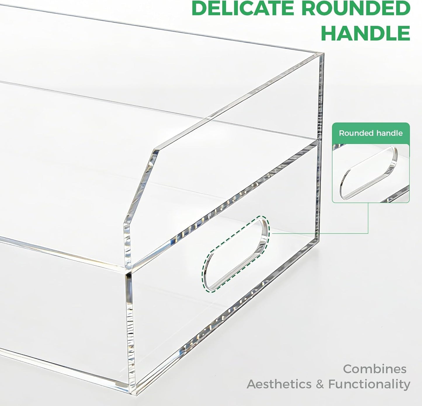 2-Tier Clear Acrylic Paper Trays, Desk File Organizer, A4 Paper Holder, Low-Profile Desk File Sorter for Office/Home, Clear Stackable Letter Tray for Bills, Crafts, Notebooks - Horizontal