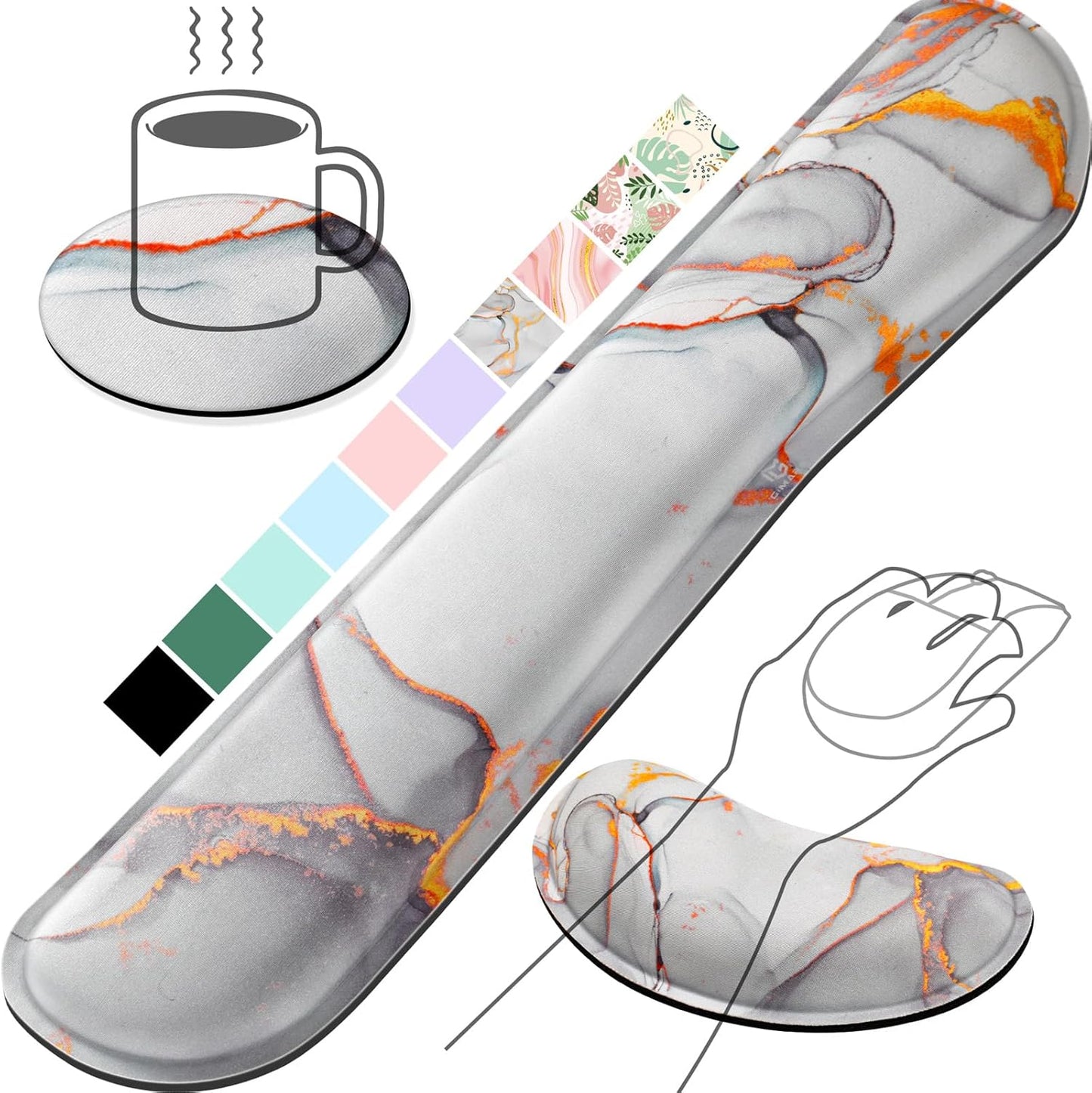 Gimars Upgrade Enlarge Silky and Superfine Fabric Gel Memory Foam Keyboard Wrist Rest Set, Ergonomic Keyboard Mouse Wrist Support for Typing Pain Relief, Comfort for Office, Gaming, Computer