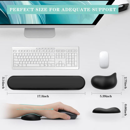 Wrist Rest for Keyboard and Mouse Pad, Ergonomic Memory Foam Keyboard Wrist Rest Set, Luxe Leather, Non-Slip Desk Accessories for Office and Home (Green)