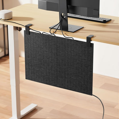 No Drill Under Desk Cable Management and Privacy Panel 2 in 1 | Modesty Panel with Cord Organizer |Felt Standing Desk Back Skirt for Office,Home(47.2")