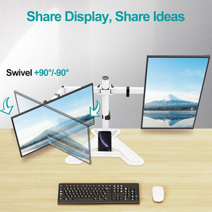 MOUNT PRO Single Monitor Stands Fits 13-32 inch/17.6 lbs Screen, Free-Standing Computer Monitor Mount for Desk, Display Standing with Adjustable Height/Tilt/Swivel/Rotation, VESA 75x75 100x100
