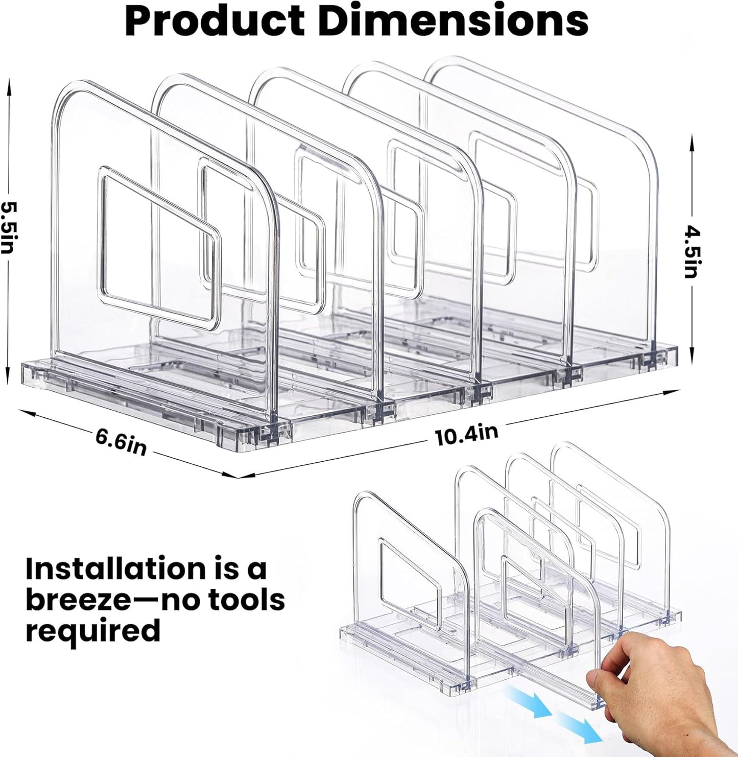 LALOBLUE File Organizer, Acrylic File Folder Organizer File Sorter, Plastic Vertical Book Dividers for Magazine Mail Letter Paper, Desktop Organizers for Office, Classroom & Home(4 Sections, 2 Pack)