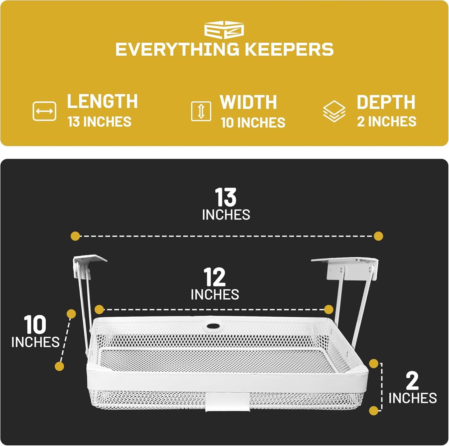 KEEPERS - Under Desk Drawer Slide Out – Metal Under Desk Storage Drawer for Office, Home, RV, Kitchen – Slim Under Table Attachment with Easy DIY Mount - Under Desk Organizer - Fits in 11x10x2In