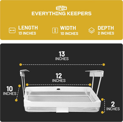 KEEPERS - Under Desk Drawer Slide Out – Metal Under Desk Storage Drawer for Office, Home, RV, Kitchen – Slim Under Table Attachment with Easy DIY Mount - Under Desk Organizer - Fits in 11x10x2In