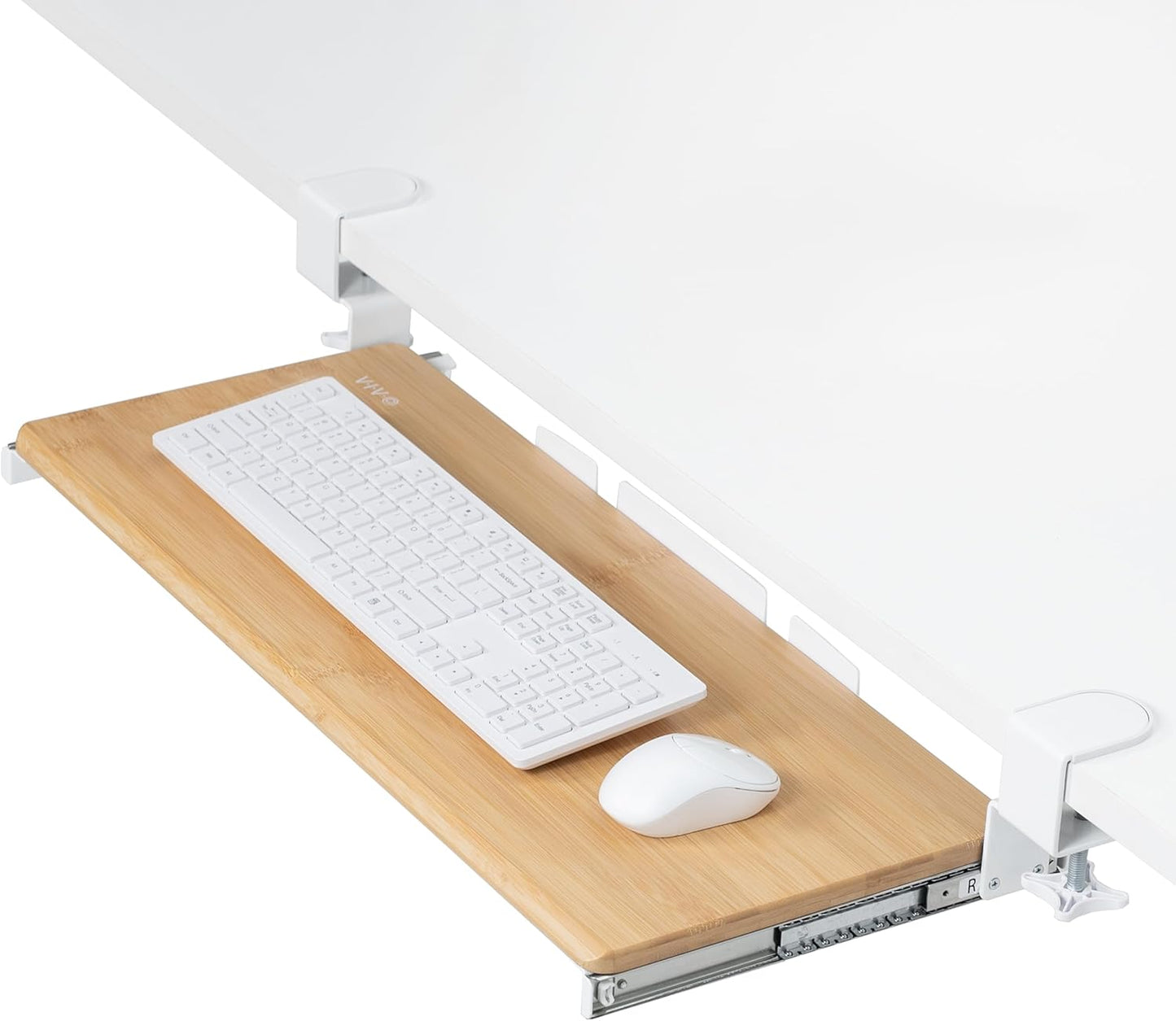 VIVO Large Clamp-on Computer Keyboard and Mouse Under Desk Slider Tray, 27 x 11 inch Pull Out Platform Drawer, White, MOUNT-KB05W