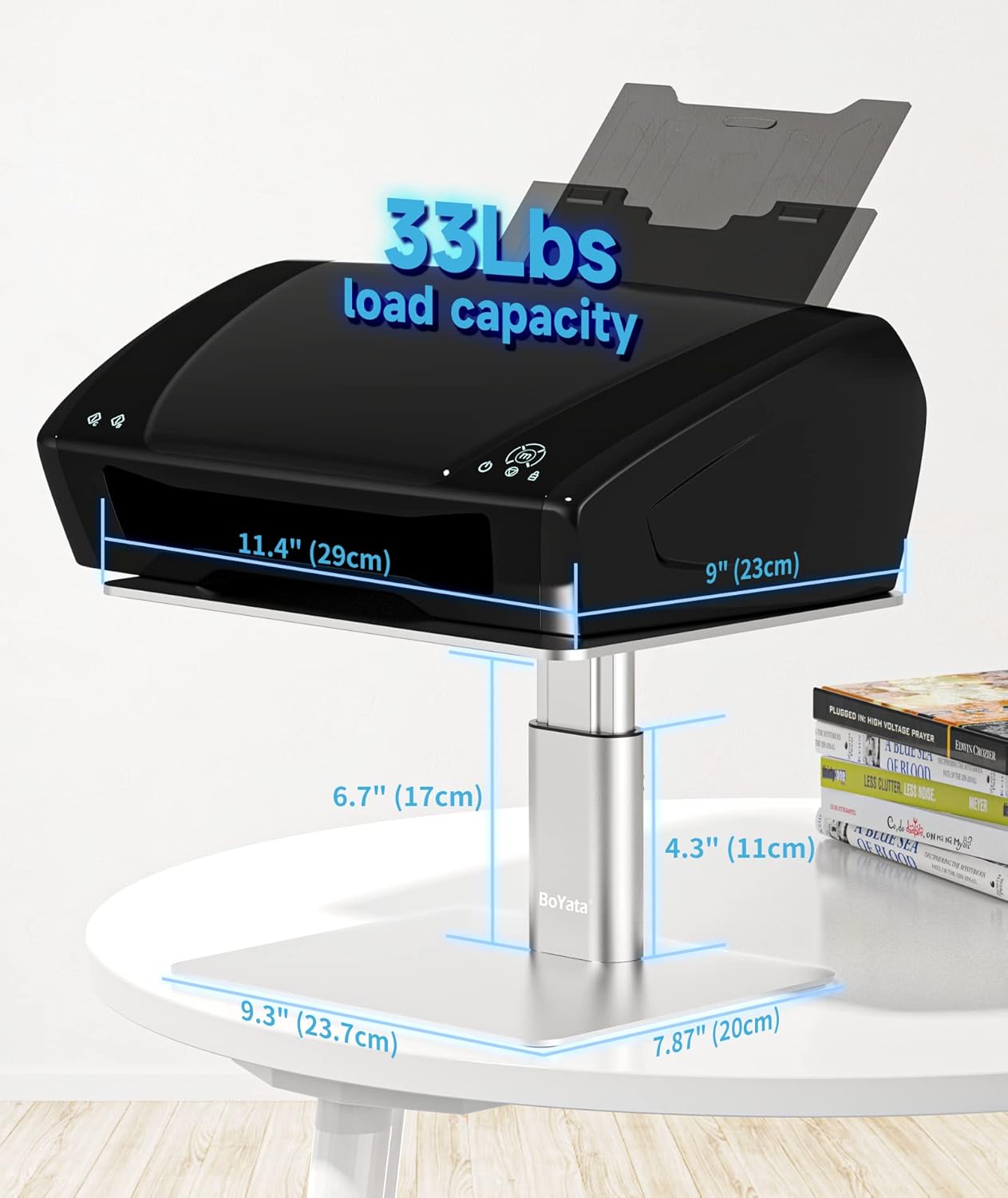 BoYata Monitor Stand, Adjustable Monitor Riser Metal Computer Stand Compatible with TV, PC, Laptop, Computer, iMac, and All Screen Display-Black