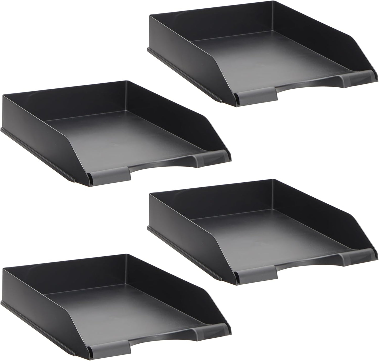 Stockroom Plus Rectangular Letter Trays - Paper Trays for Classroom - Desktop Paper Organizer & File Holder - Document Organizer for Desk Storage - Pack of 4, White, 10 x 13.5 x 2.5 in