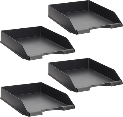 Stockroom Plus Rectangular Letter Trays - Paper Trays for Classroom - Desktop Paper Organizer & File Holder - Document Organizer for Desk Storage - Pack of 4, White, 10 x 13.5 x 2.5 in