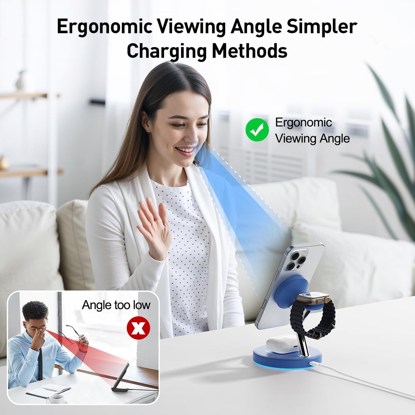 New 3 in 1 Charging Station for Apple Compatible with Magsafe Charger Stand for iPhone 17 16 15 14 13 12 Wireless Charging Station for AirPods Wireless Charger for iWatch Series