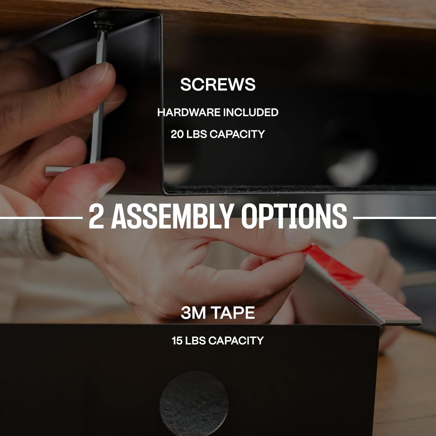 Under Desk Drawer Slide Out Attachment - Carbon Steel Undermount Table Drawer with Cable Management, Pull Out Add-On Storage for Office & Standing Desks (13" x 8" x 2.8")