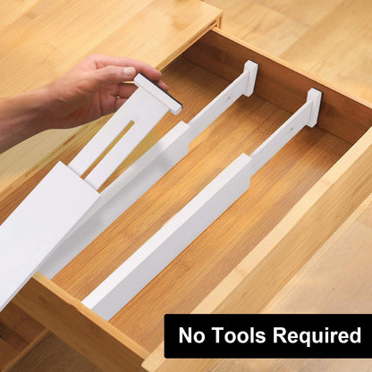 Bamboo Drawer Dividers,17-22" Adjustable Kitchen Drawer Organizer for Clothes,4 Pack Expandable Drawer Organization Separators for Bedroom,Bathroom,Dresser and Office,Natural