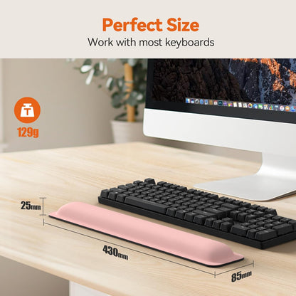 TECKNET Wrist Rest for Computer Keyboard, Thicken Memory Foam Wrist Support Pad for Keyboard, Ergonomic Palm Rest for Pain Relief, Anti-Slip Rubber Base, 17x3.3 in, 1 inch (25mm), Black
