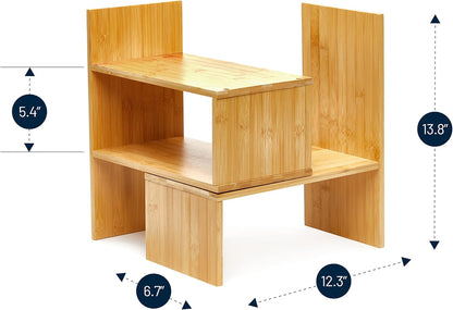 RoyalHouse Natural Bamboo Desktop Organizer, Attractive Design, Stand Shelf for Books, Accessories and More, Home D?cor, Ideal Gift for Family & Friends
