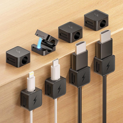 8 Pack Magnetic Cable Clips, Phone Cord Holder for Nightstand, Under Desk Cable Management, Canisflax Adhesive Wire Charging Cord Organizer Keepers Holder for Home Office Car Wall Desktop