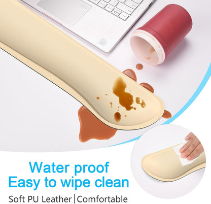 Dapesuom Keyboard Wrist Rest Set, Cute PU Leather Wrist Cushion for Computer Keyboard and Mousepad, Memory Foam Mouse Pad Rests Support with Non-Slip Base for Typing Pain Relief Laptop, Colonial White