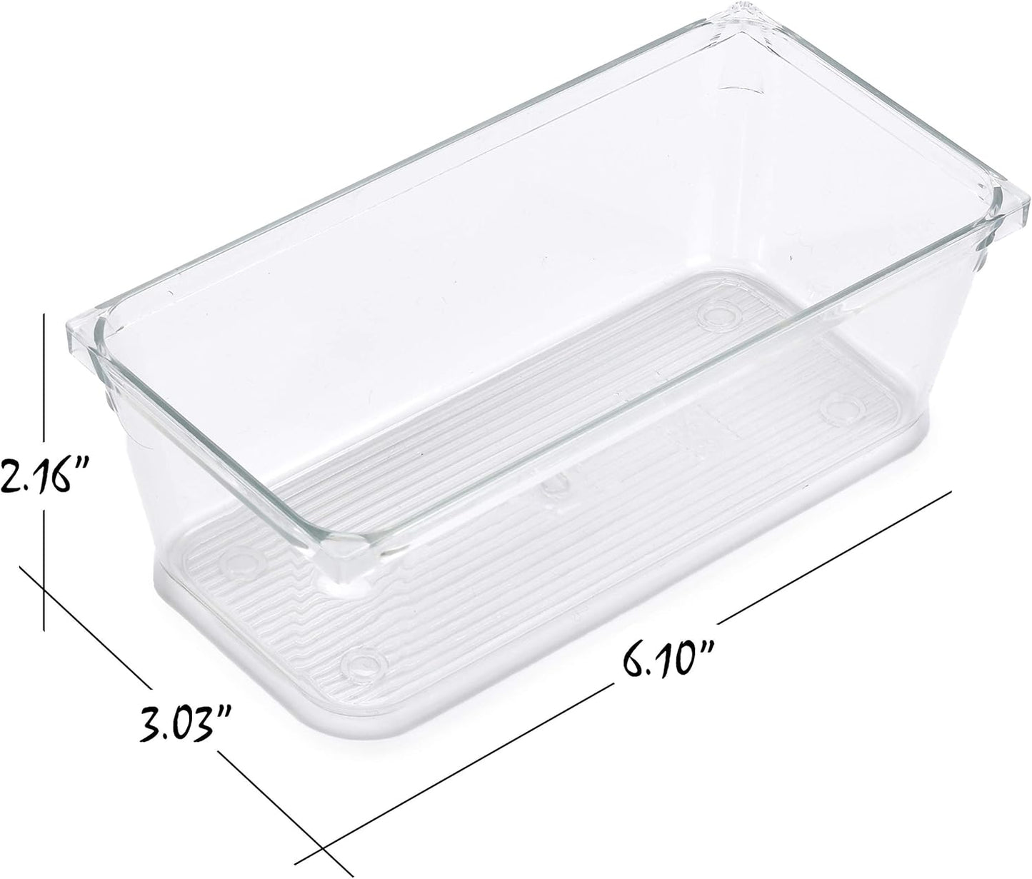 Masirs Clear Drawer Organizers Set 25 PCS – Plastic Storage Bins for Desk, Kitchen, Bathroom, Vanity – Modular, Stackable, Non-Slip Drawer Organizer Trays for Makeup, Utensils, Office Supplies
