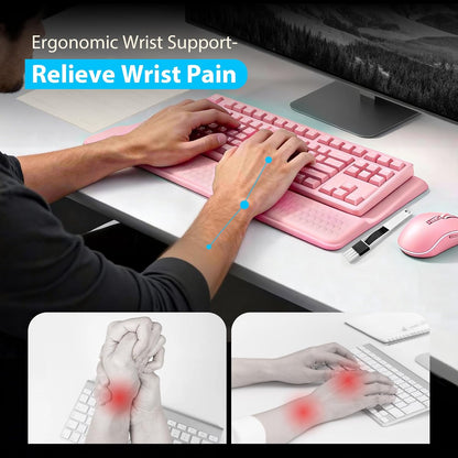 Wrist Rest for Keyboard, Ergonomic Keyboard Stand with Wrist Rest, Soft Memory Foam Wrist pad with Non-Slip Base & Dust Brush, Comfort for Office, Work, Gaming- Black