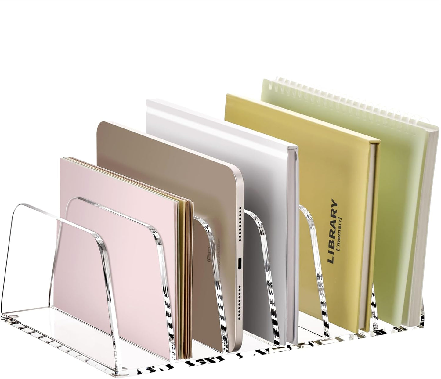 YUXUN Desk File Organizer,5-Section Vertical Clear Acrylic Desk Organizer File Holder Mail Sorter Office Organization for Office Home &Classroom（B5）