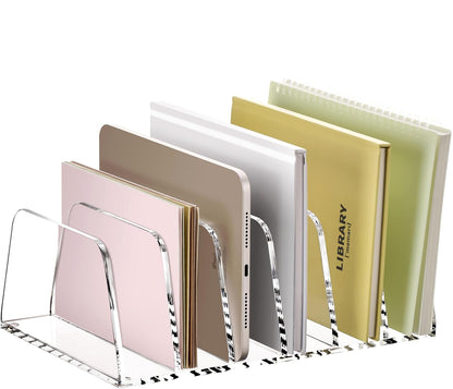YUXUN Desk File Organizer,5-Section Vertical Clear Acrylic Desk Organizer File Holder Mail Sorter Office Organization for Office Home &Classroom（B5）