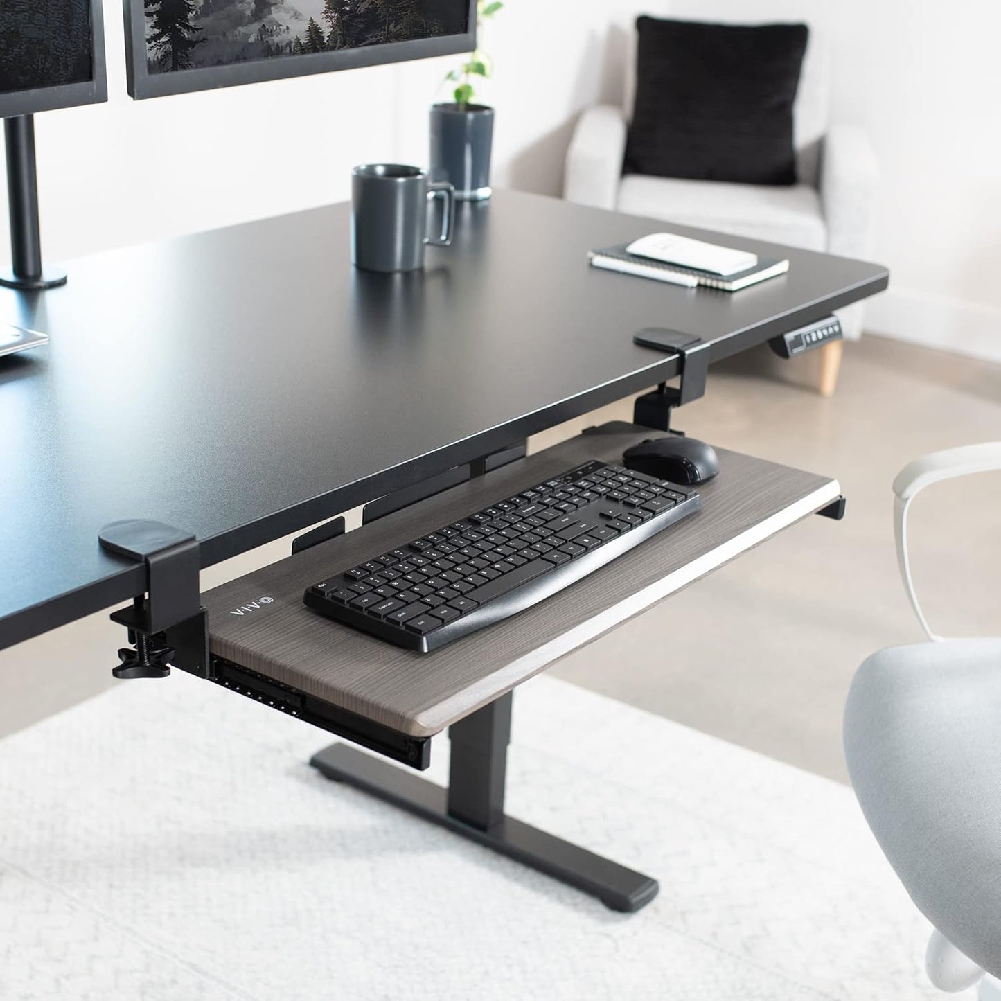 VIVO Large Clamp-on Computer Keyboard and Mouse Under Desk Slider Tray, 27 x 11 inch Pull Out Platform Drawer, White, MOUNT-KB05W