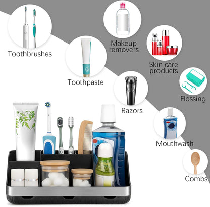 GFWARE Bathroom Organizers and Storage - Detachable 7 Slots Kids Electric Toothbrush and Toothpaste Holde Drainage for Bathroom Accessories Organization Counter Vanity Storage
