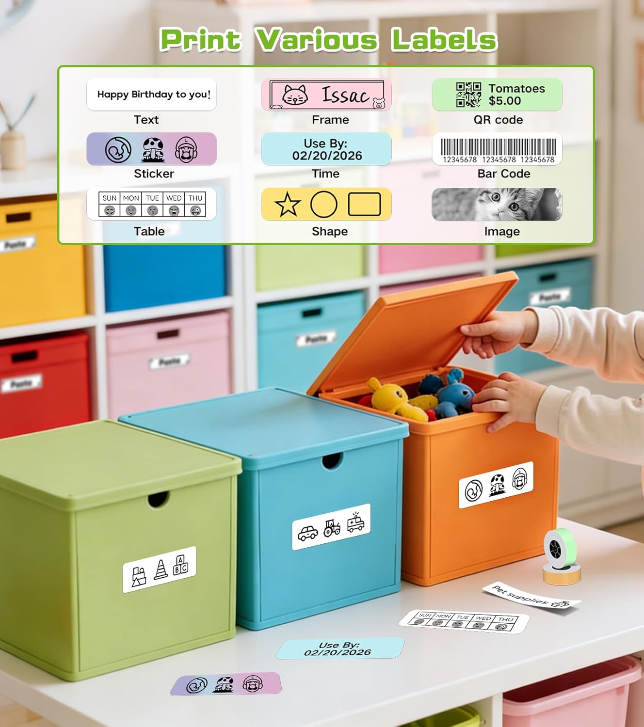 ORGBRO Label Maker Machine with Tape, X1 Portable Bluetooth Mini Label Printer, Support Pre-Cut & Continuous Label, Wireless Small Label Makers with Versatile App for School Home Office Organization