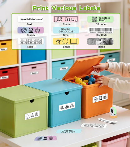 ORGBRO Label Maker Machine with Tape, X1 Portable Bluetooth Mini Label Printer, Support Pre-Cut & Continuous Label, Wireless Small Label Makers with Versatile App for School Home Office Organization