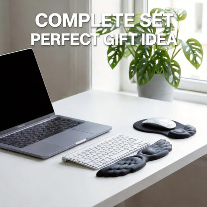 White Angel Wings Ergonomic Memory Foam Wrist Rest Computer Keyboard and Mouse Set Cute Gaming Keyboard Wrist Support pad PU Leather Surface Non-Slip and Waterproof Includes a Cleaning Brush